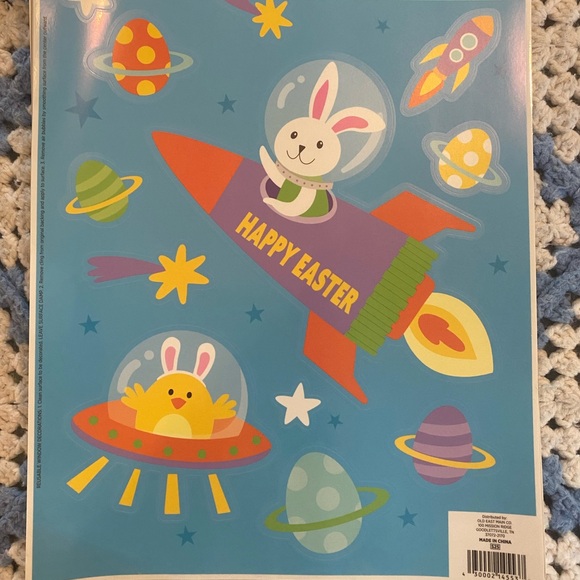 Easter Space Rocket Window Clings – Bunny & Chick Astronauts - Picture 1 of 1
